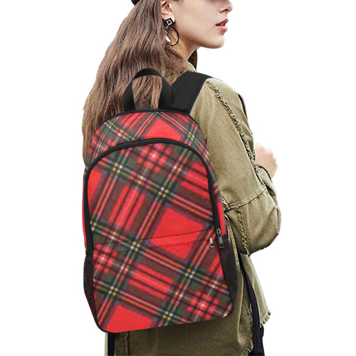 Tartan pattern scottish cage backpack for women, men,children, school,college,laptop,travel backpack Fabric Backpack with Side Mesh Pockets (Model 1659)