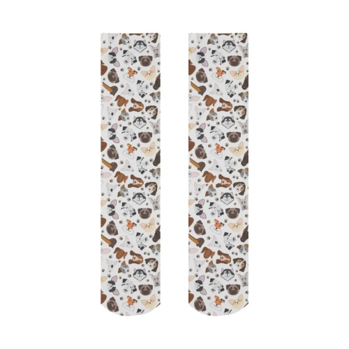 Cute Puppy Mixed Breed Pattern All Over Print Socks for Women