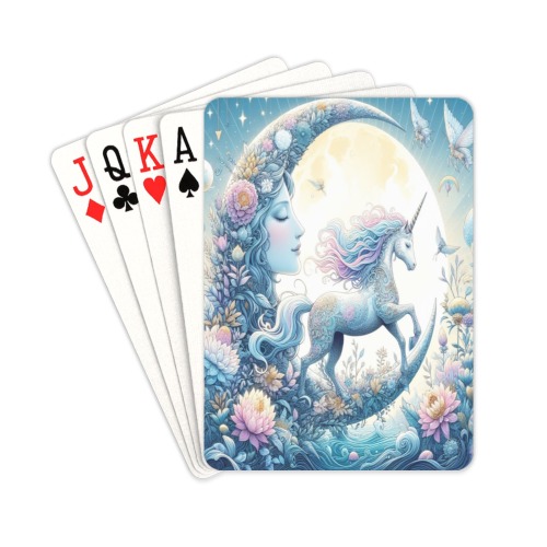 Unicorn And The Moon Playing Cards 2.5"x3.5"