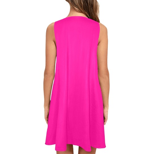 Neon Magenta Sleeveless A-Line Pocket Dress (Model D57)