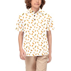 Hot Dog Pattern on White Big Boys' All Over Print Polo Shirt (Model T55)