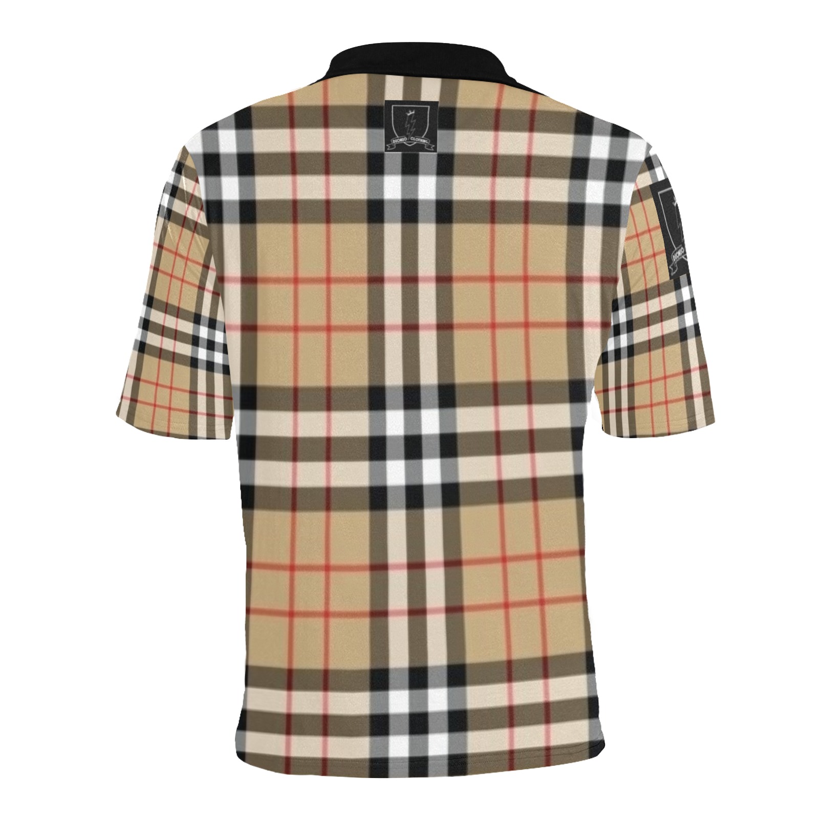 DIONIO Clothing - Badge & Brown Plaid Polo Shirt Men's All Over Print Polo Shirt (Model T55)
