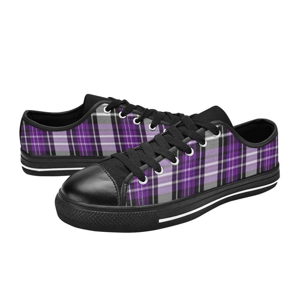 Purple Black Plaid Women's Classic Canvas Shoes (Model 018)