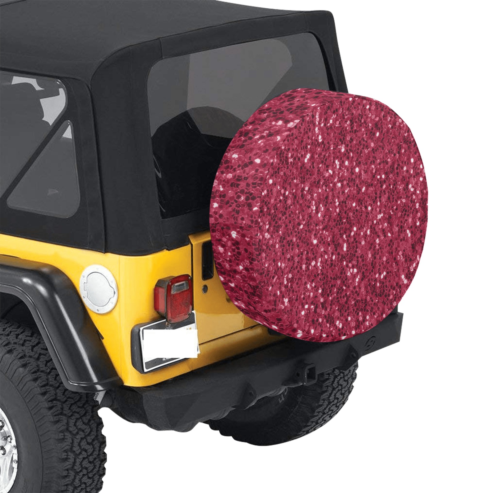 Magenta dark pink red faux sparkles glitter 30 Inch Spare Tire Cover