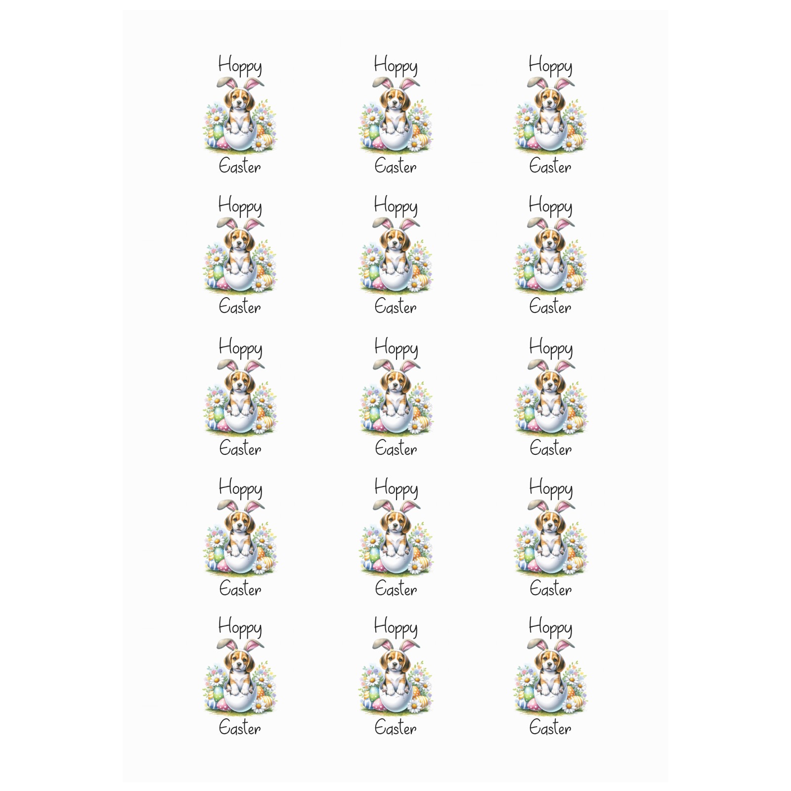 Hoppy Easter Beagle Personalized Temporary Tattoo (15 Pieces)