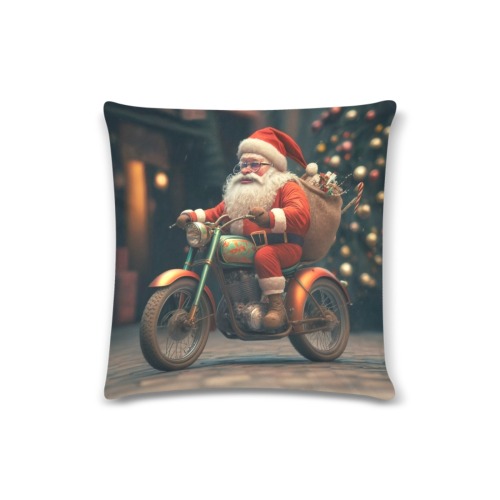 santa Claus rides a bike Custom Zippered Pillow Case 16"x16" (one side)