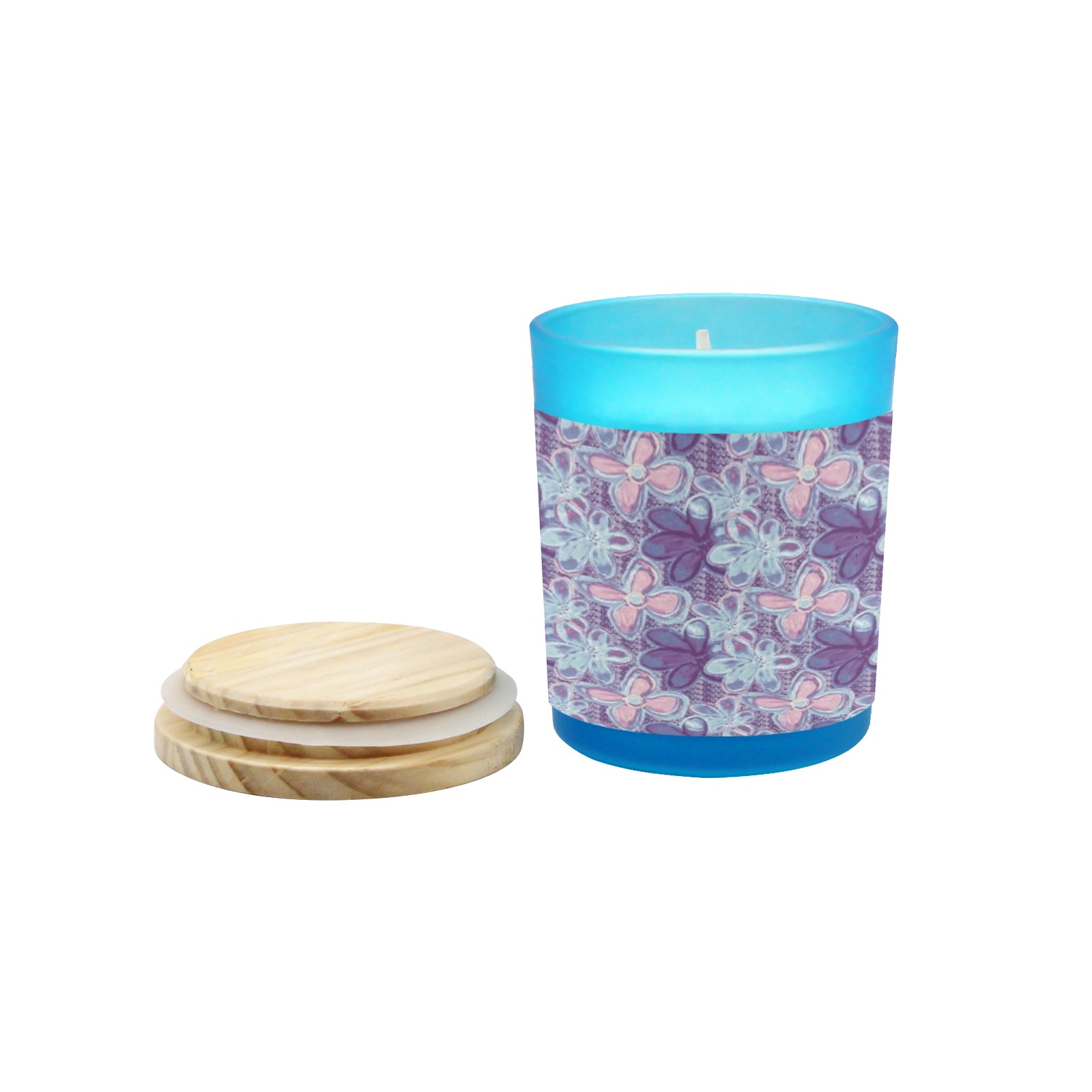 Untitled_Artwork 4 Blue Glass Candle Cup (Wood Sage & Sea Salt)
