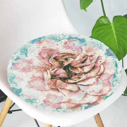 Rose in Shabby Chic Style Round Seat Cushion
