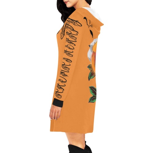 Aromatherapy Apparel Orange Hoodie Dress All Over Print Hoodie Mini Dress (Model H27)