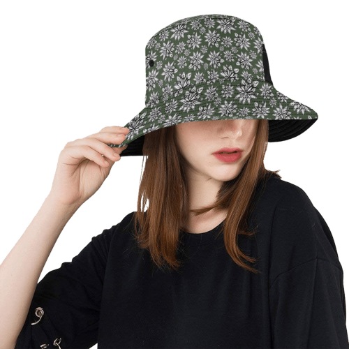 Creekside Floret - forest green Unisex Summer Bucket Hat