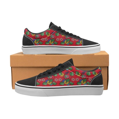red floral Men's Low Top Skateboarding Shoes (Model E001-2)