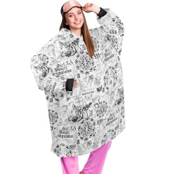 Inspirational tattoo pattern Unisex Blanket Hoodie (Model H59)
