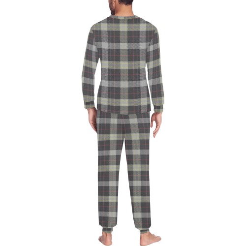 Dark Tartan Plaid Men's All Over Print Pajama Set with Custom Cuff