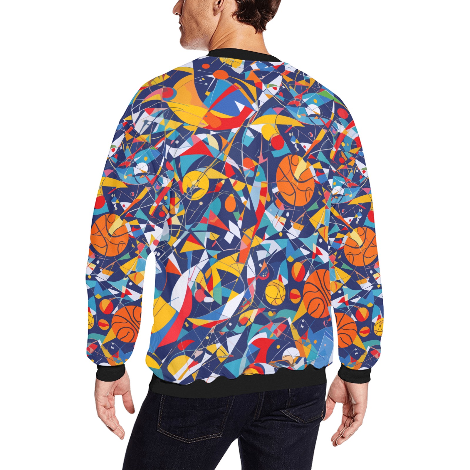 Basketball balls colorful geometric abstract art. Men's Oversized Fleece Crew Sweatshirt (Model H18)