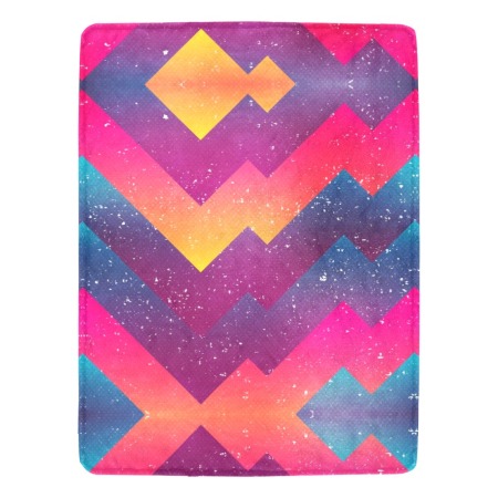 Neon Geometric Retro Zigzag Fleece Blanket 60x80