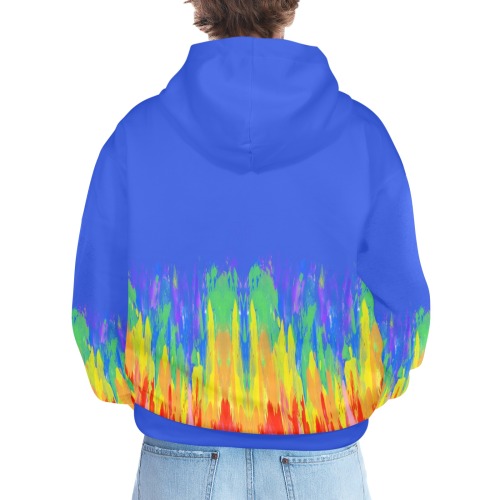 Abstract Paint Flames Blue Men's All Over Print Hoodie (Model H61)