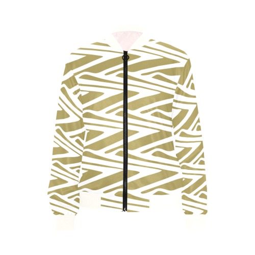 Bohemian geometrical white & beige All Over Print Bomber Jacket for Women (Model H36)
