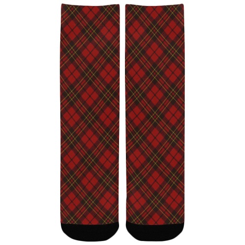 Red tartan plaid winter Christmas pattern holidays Custom Socks for Kids