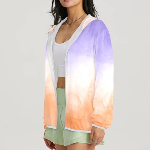 Summer brushstrokes DS6 Women's Lightweight Sun Protection Hoodie (Model H62)