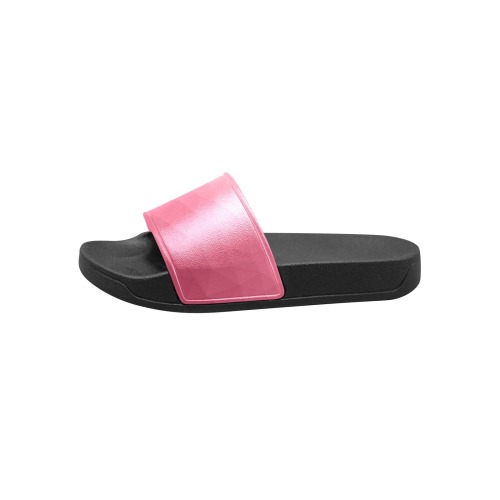 Magenta pink ombre gradient geometric mesh pattern Kids' Slide Sandals (Model 057)