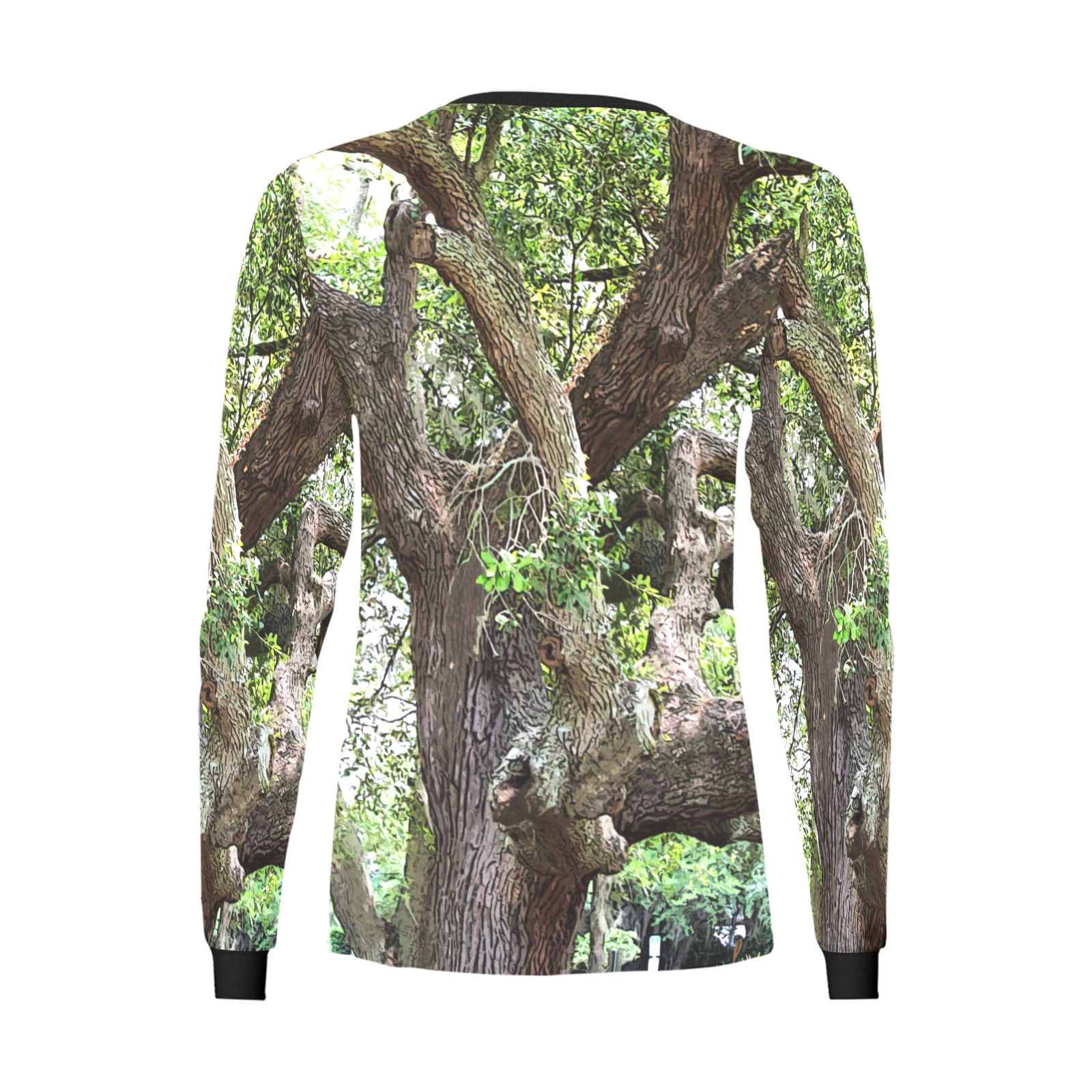 Oak Tree In The Park 7659 Stinson Park Jacksonville Florida Women's All Over Print Long Sleeve T-shirt (Model T51)