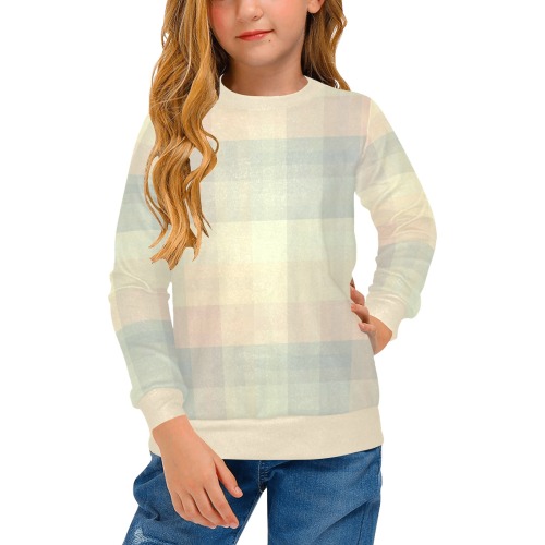 Candy Sweet Pastel Pattern Checkers Girls' All Over Print Crew Neck Sweater (Model H49)