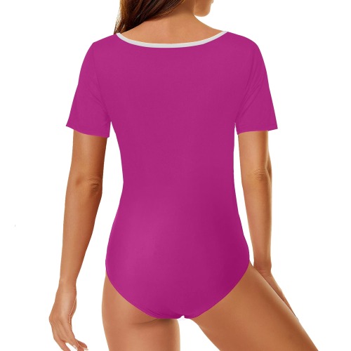 color medium violet red Women's Short Sleeve Bodysuit