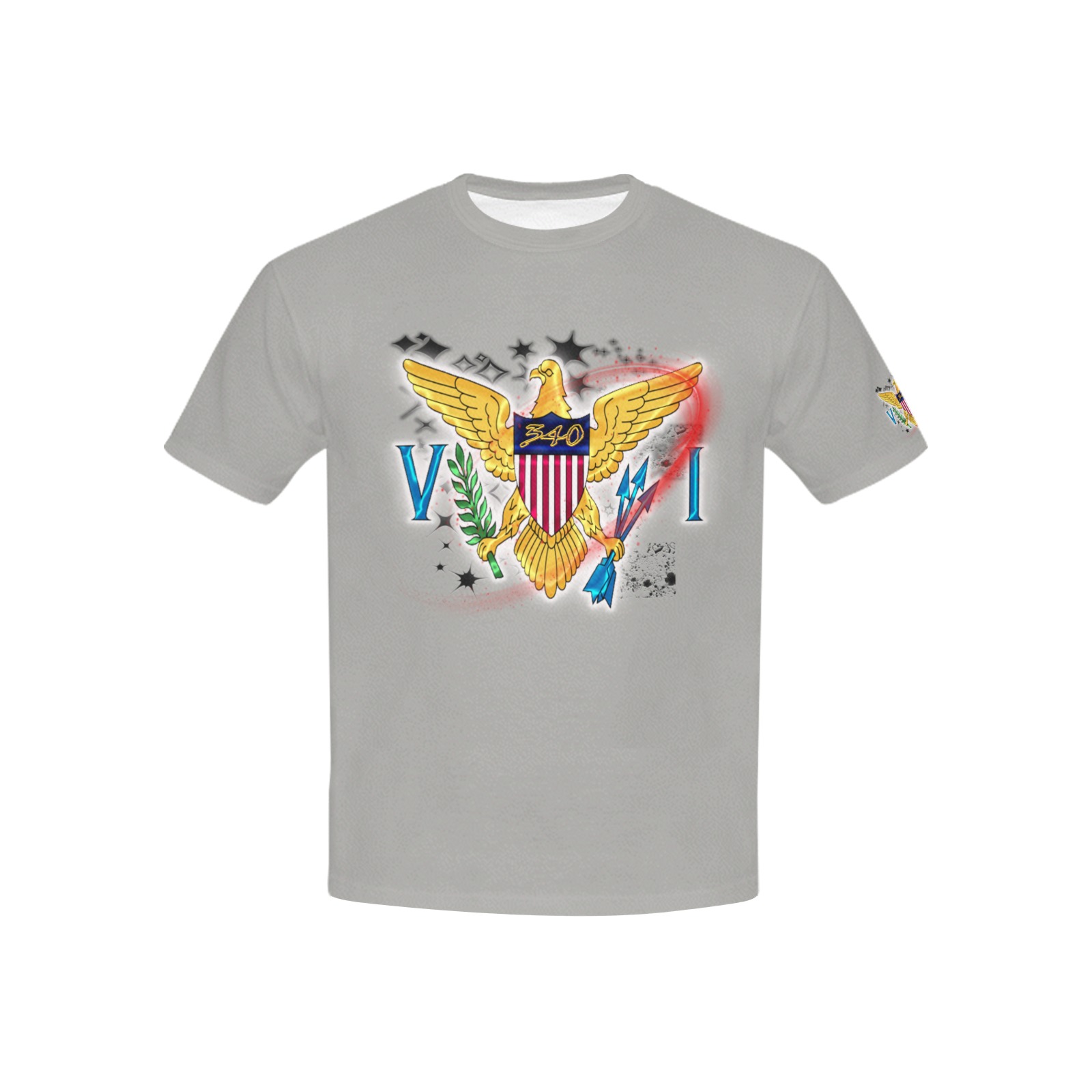 TRENDY LIONESS COUTURE VI FLAG  KIDS GREY TEE Kids' All Over Print T-shirt (USA Size) (Model T40)