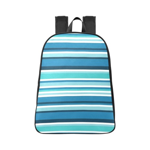 Green and Blue Stripes Fabric School Backpack (Model 1682) (Large)