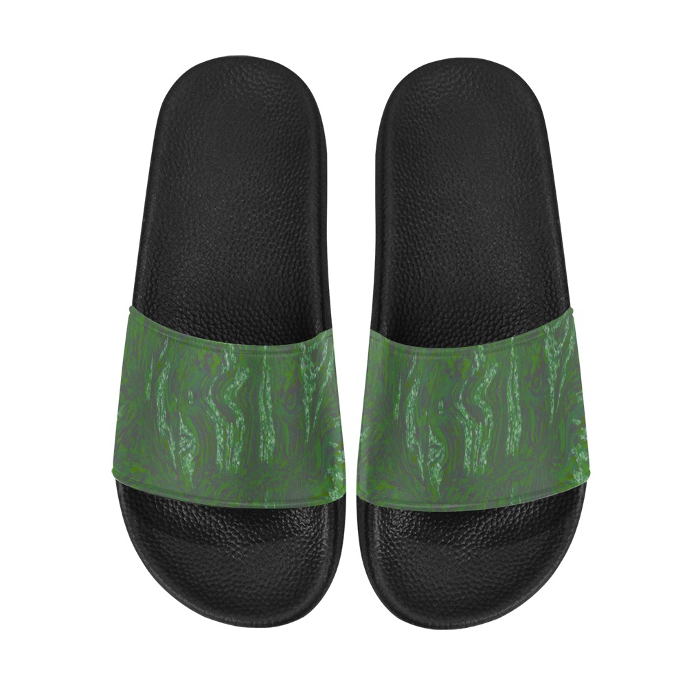 ocean storms green Men's Slide Sandals (Model 057)