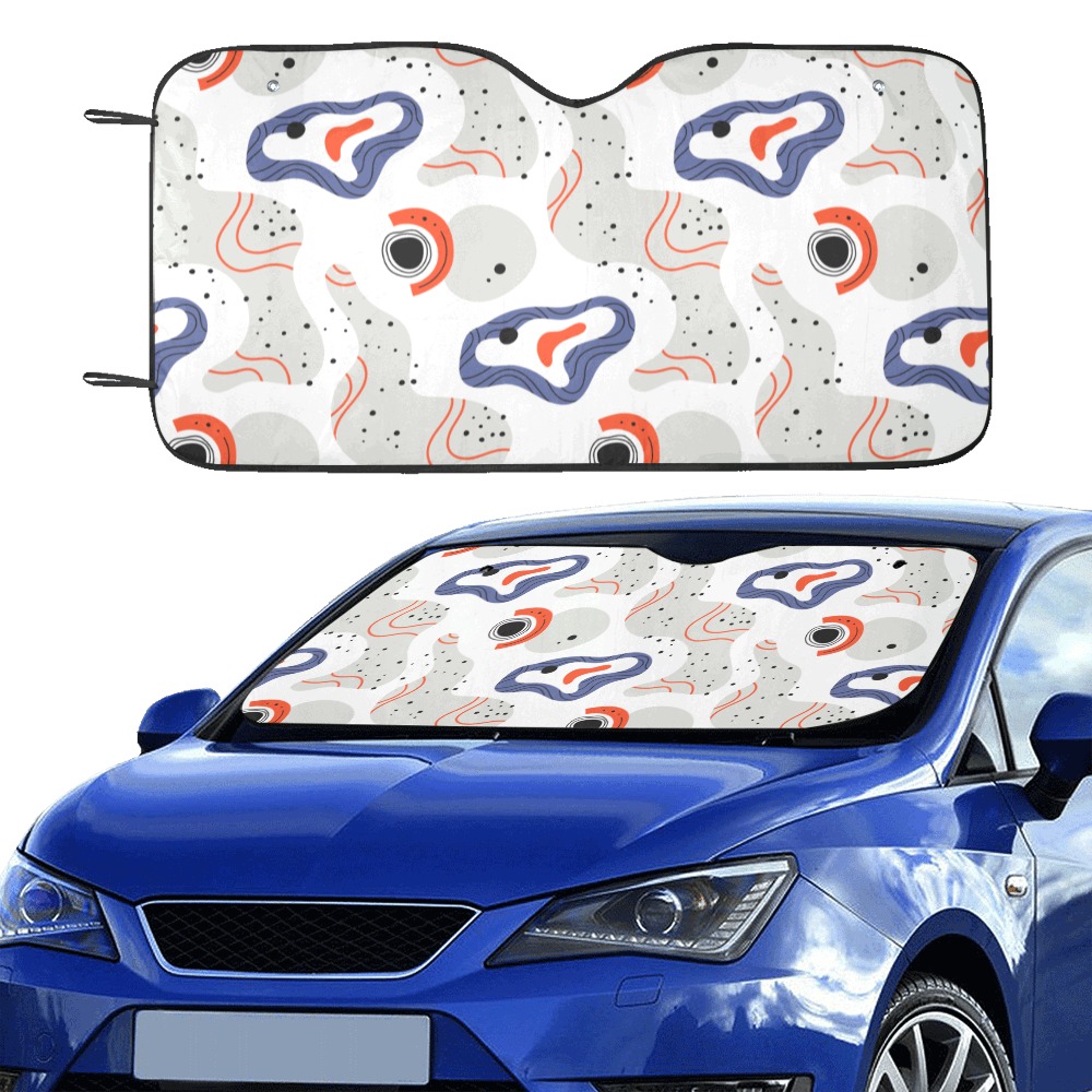 Elegant Abstract Mid Century Pattern Car Sun Shade 55"x30"