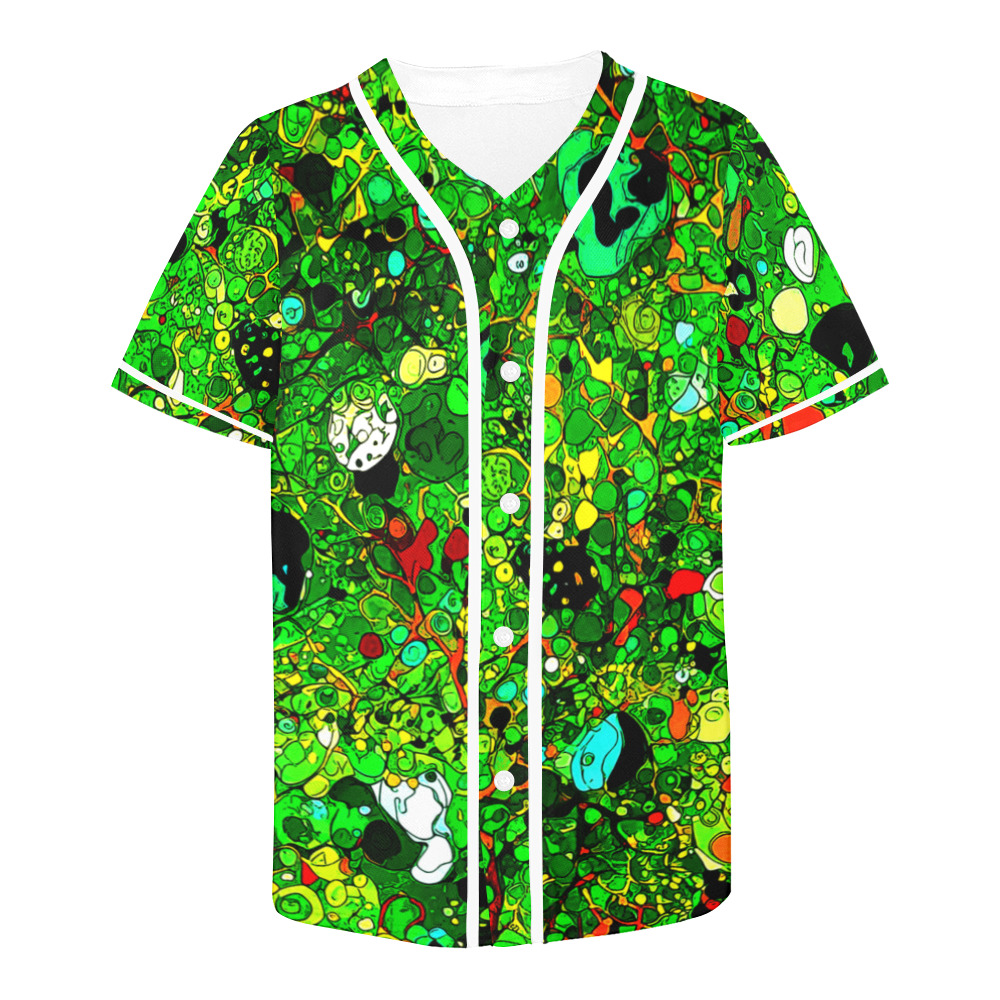 Green Abstract Art 409 All Over Print Baseball Jersey for Men (Model T50)