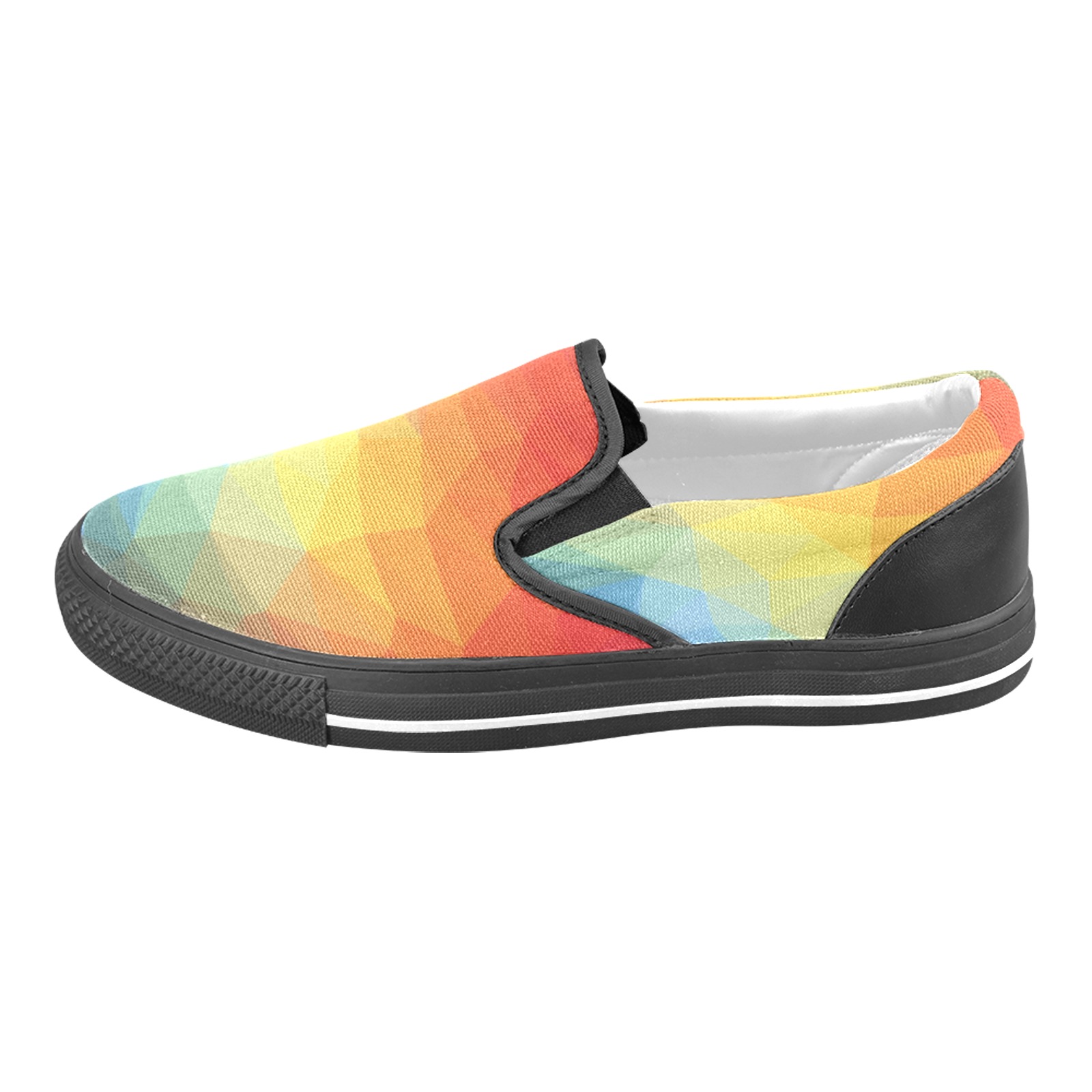 3d triangle b Slip-on Canvas Shoes for Kid (Model 019)