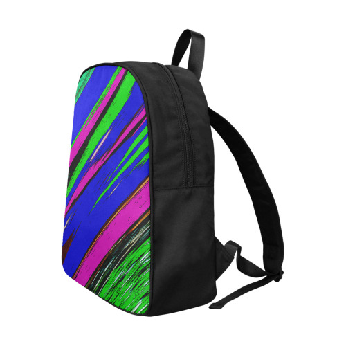 Diagonal Green Blue Purple And Black Abstract Art Fabric School Backpack (Model 1682) (Large)
