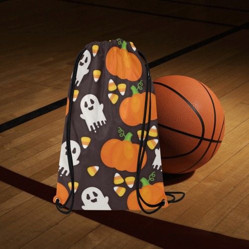 Pumpkins, Ghosts and Candy Corn Small Drawstring Bag Model 1604 (Twin Sides) 11"(W) * 17.7"(H)