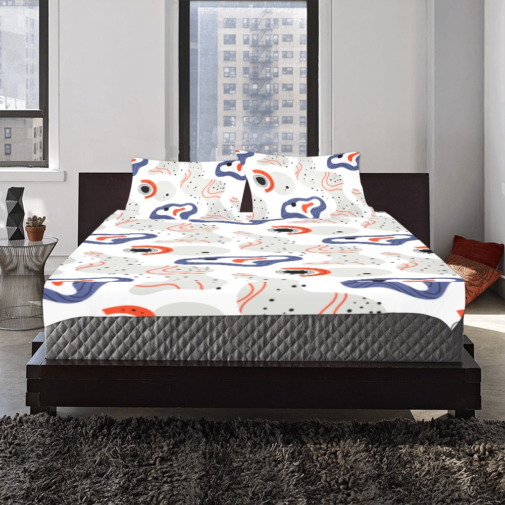 Elegant Abstract Mid Century Pattern 3-Piece Bedding Set