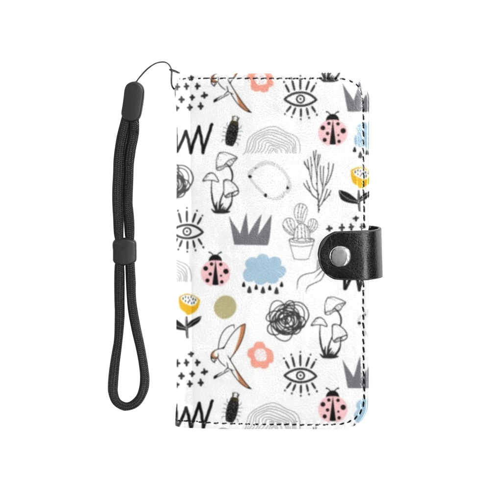 Doodle Flip Leather Purse for Mobile Phone/Large (Model 1703)