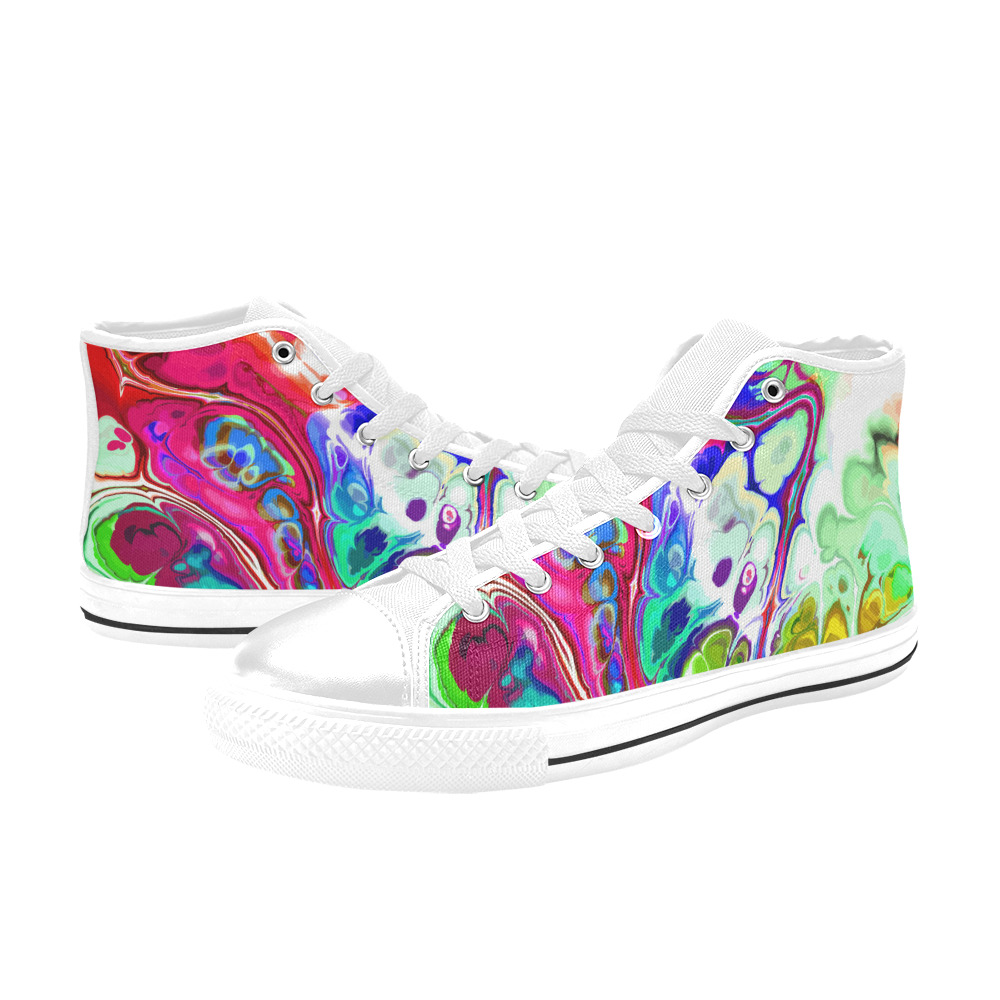 Abstract Liquid Marble Pouring Modern Art Texture Men’s Classic High Top Canvas Shoes (Model 017)