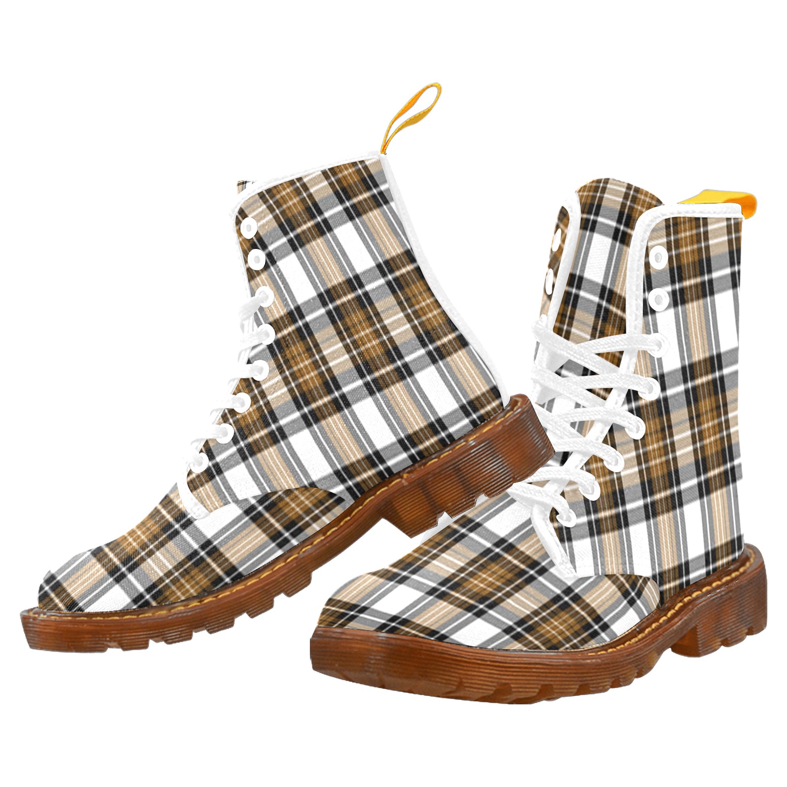 Brown Black Plaid Martin Boots For Women Model 1203H