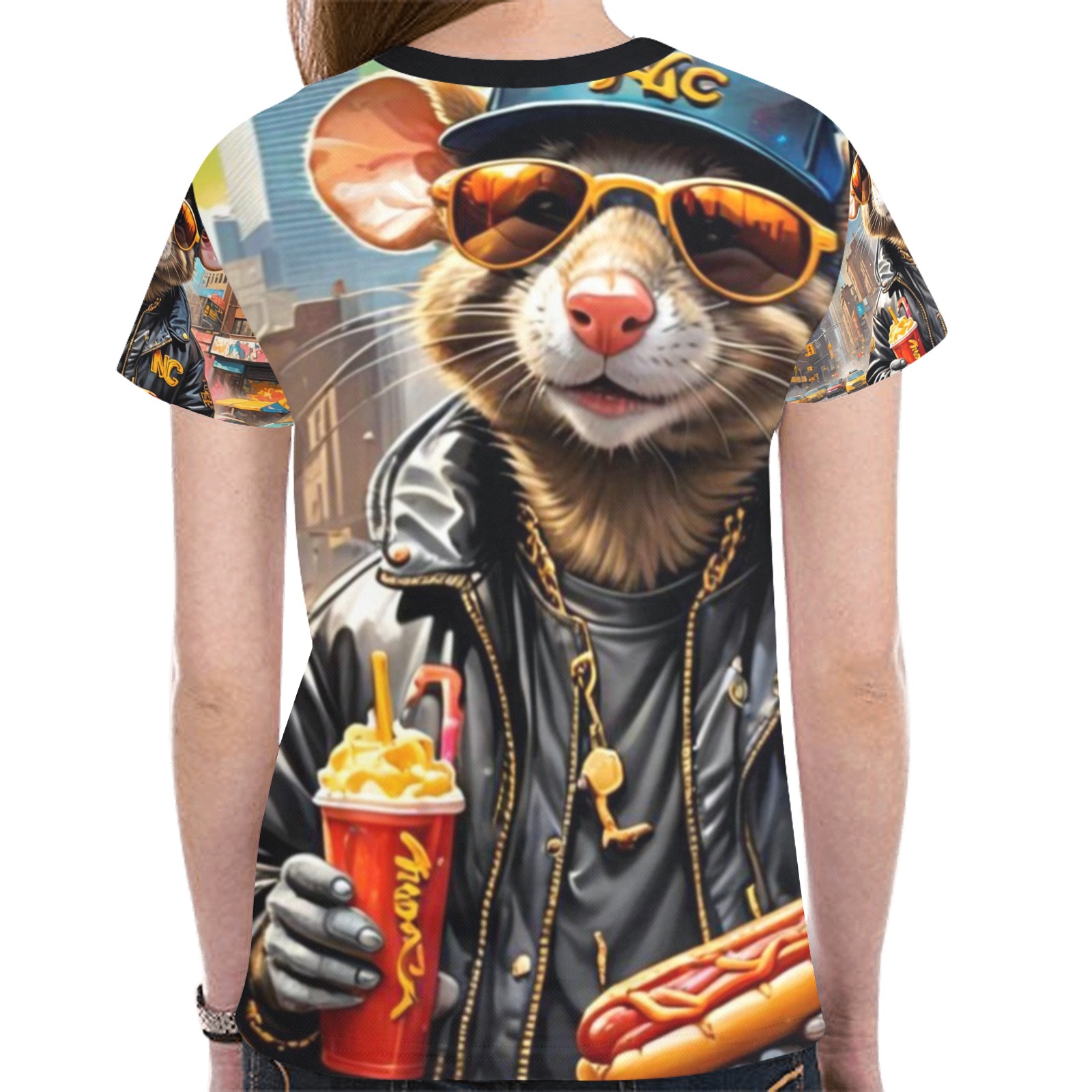 HOT DOG EATING NYC RAT 7 New All Over Print T-shirt for Women (Model T45)