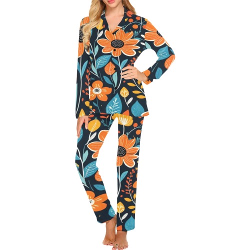 Bohemian Flowers 5 Women's Long Pajama Set