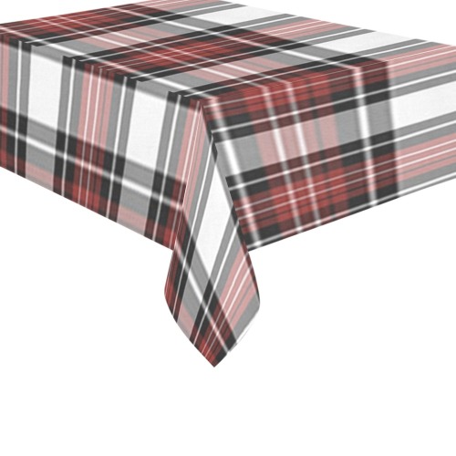 Red Black Plaid Cotton Linen Tablecloth 60"x 84"
