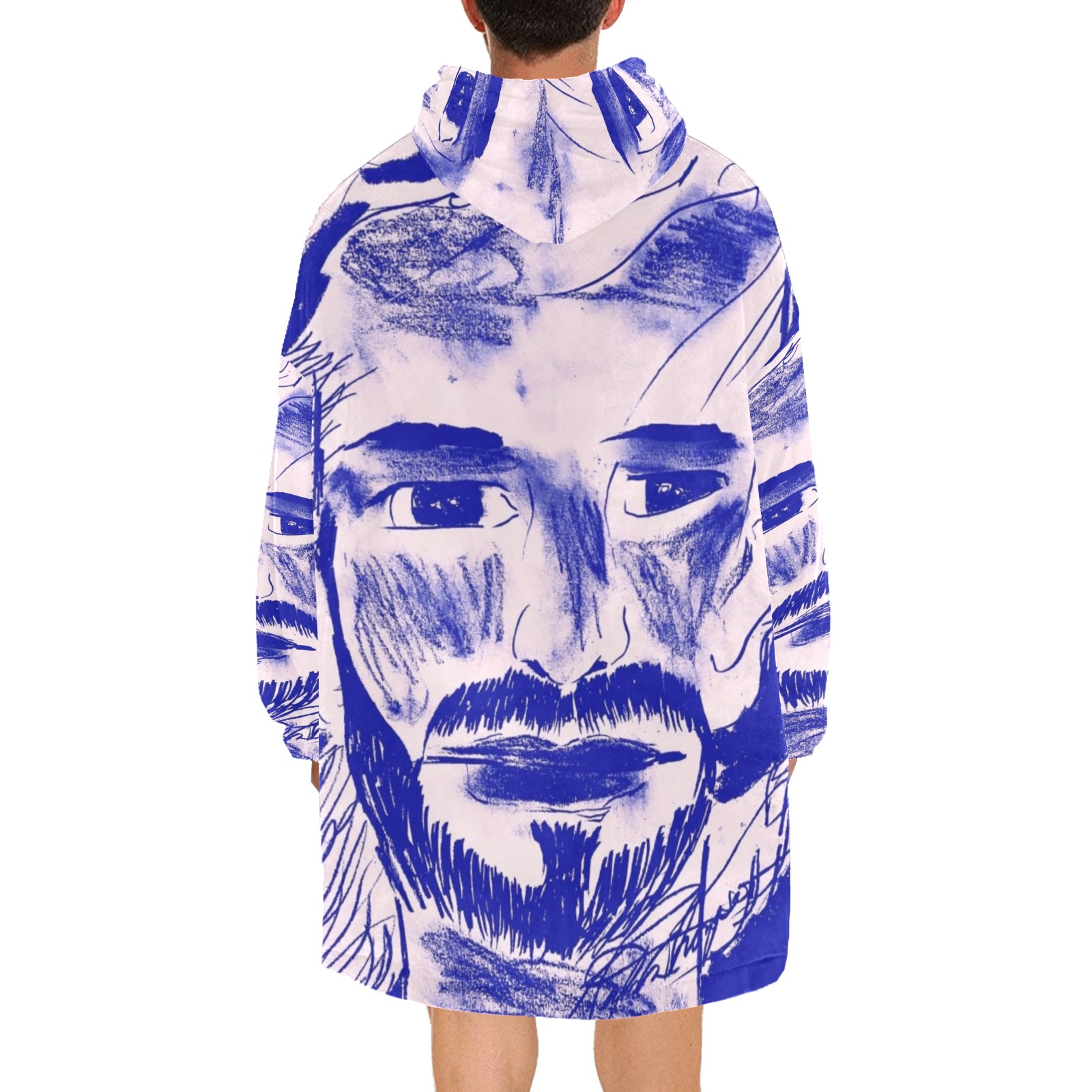 Jesus face Blanket Hoodie for Men