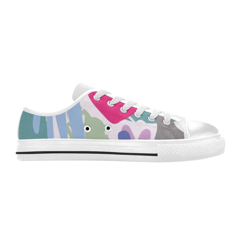 Bright Colorful Abstract Shapes Low Top Canvas Shoes for Kid (Model 018)