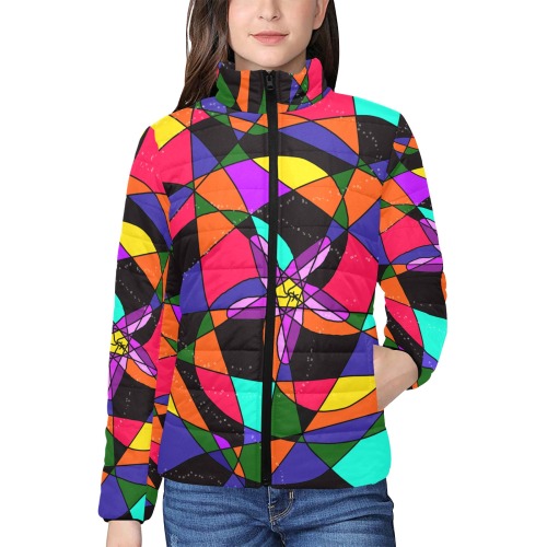 Abstract Design S 2020 Women's Stand Collar Padded Jacket (Model H41)