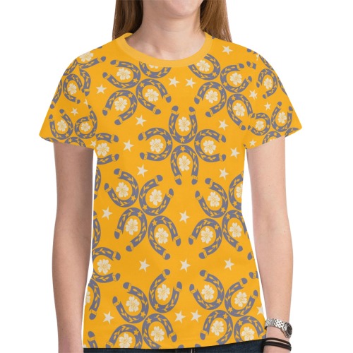 Lucky horseshoes-01 New All Over Print T-shirt for Women (Model T45)