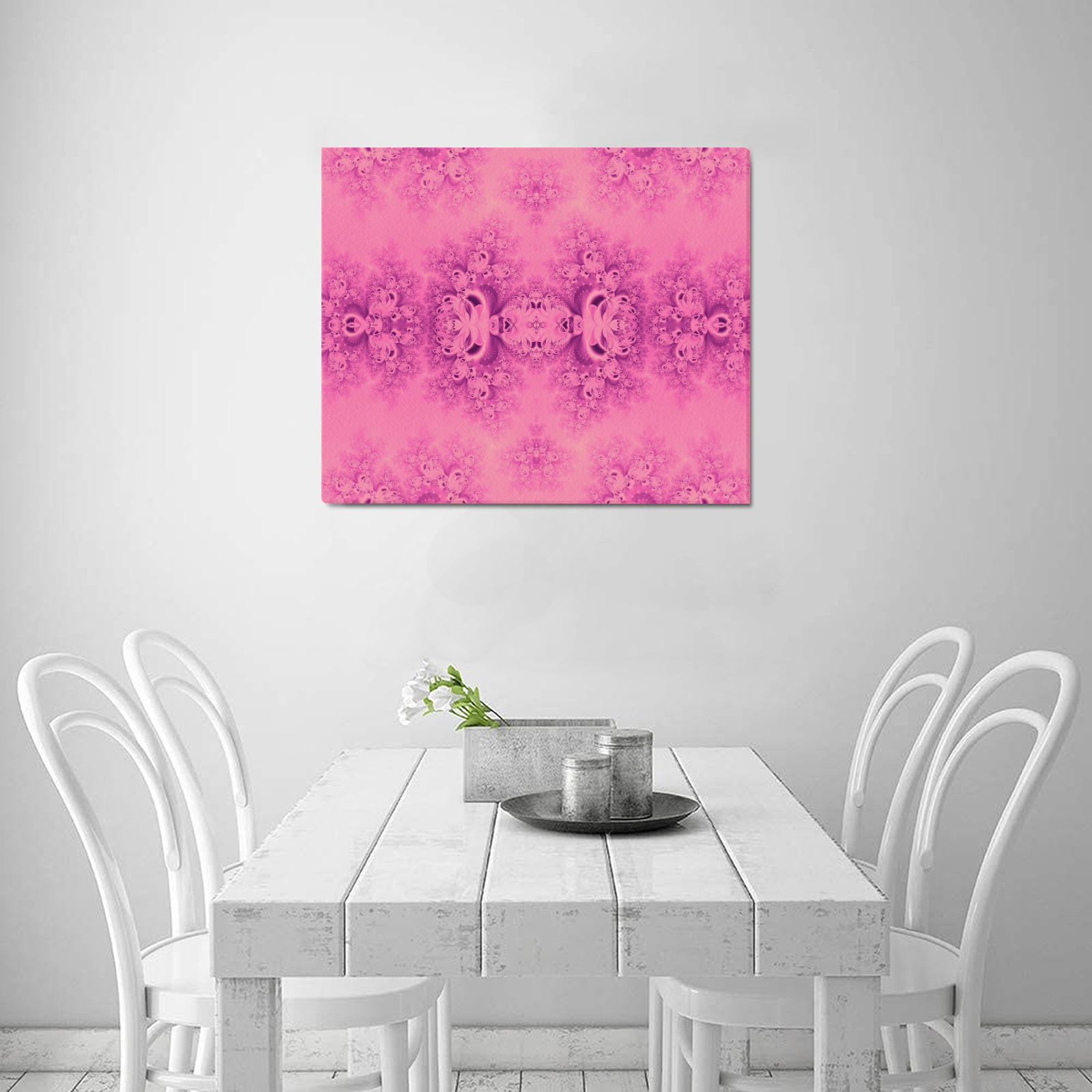 Pink Morning Frost Fractal Frame Canvas Print 24"x20"