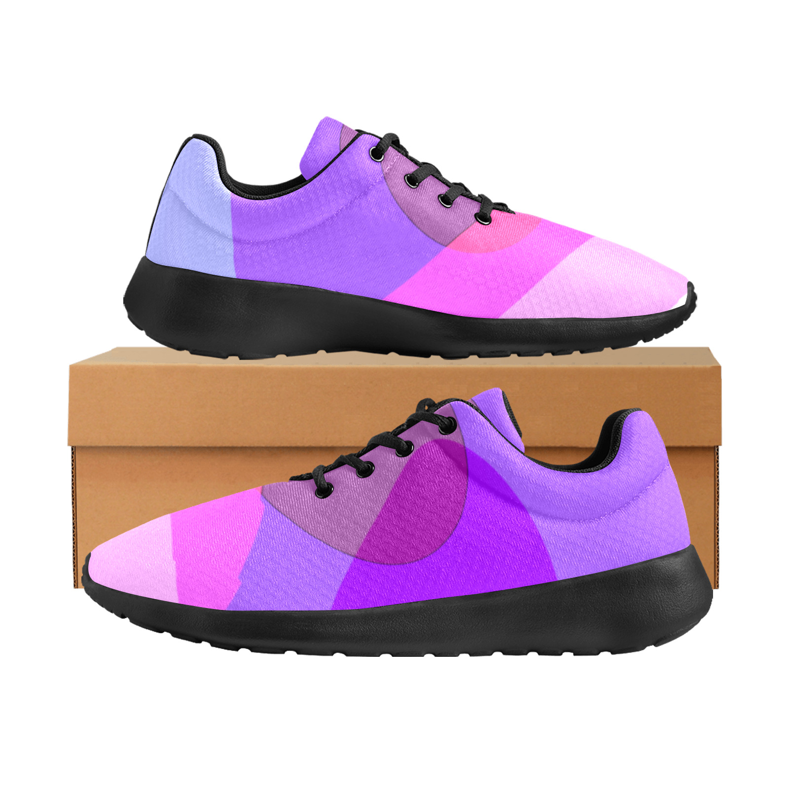 Purple Retro Groovy Abstract 409 Women's Athletic Shoes (Model 0200)