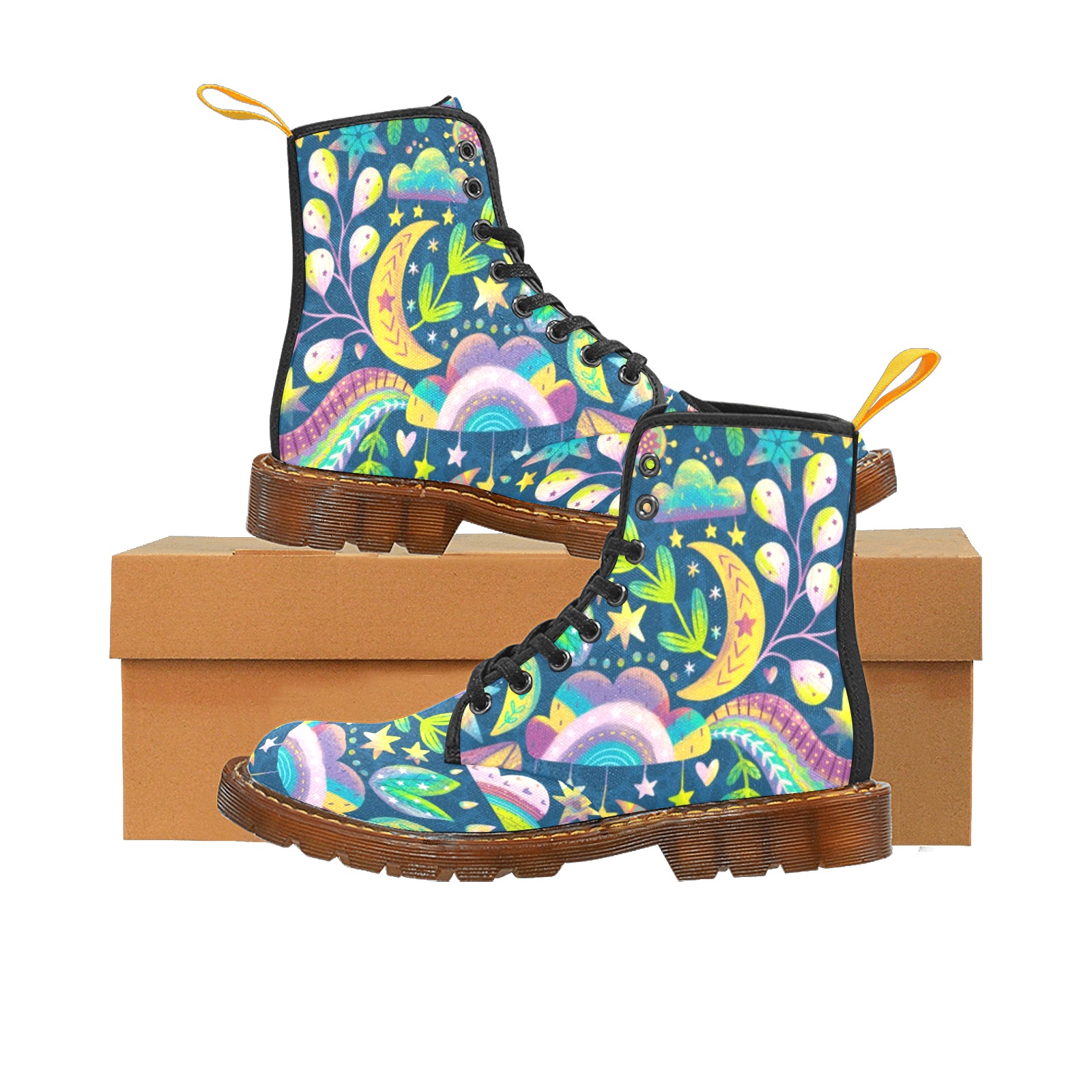 Floral Night Martin Boots For Women Model 1203H