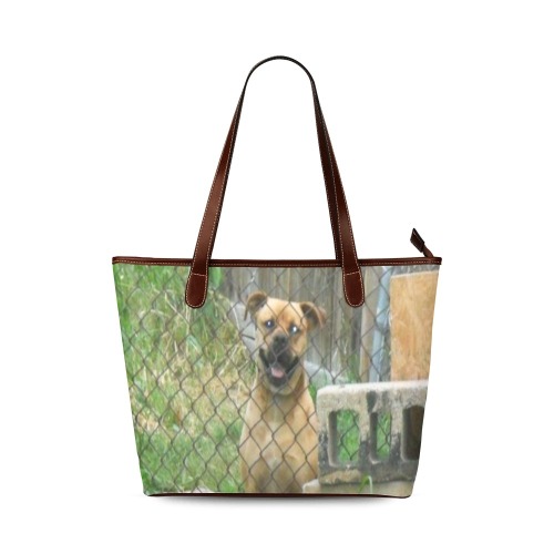 A Smiling Dog Shoulder Tote Bag (Model 1646)